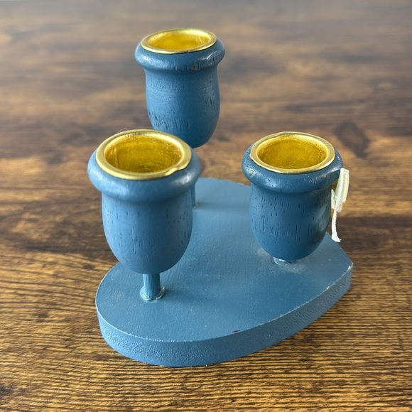 Blue and Gold Heart-Shaped Candle Holder - Picture 4 of 7